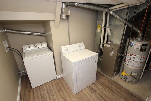 A laundry room added in for a basement renovation project